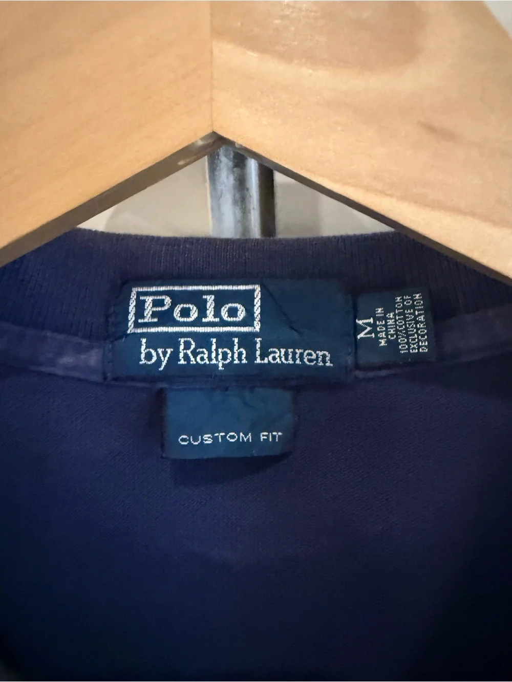 Ralph Lauren Men's Navy & White Ombre Polo with Red Logo